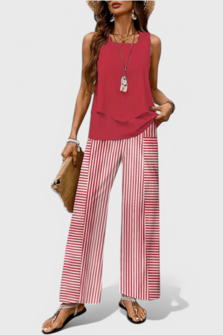 Una | Layered Top & Wide-Leg Trouser Set