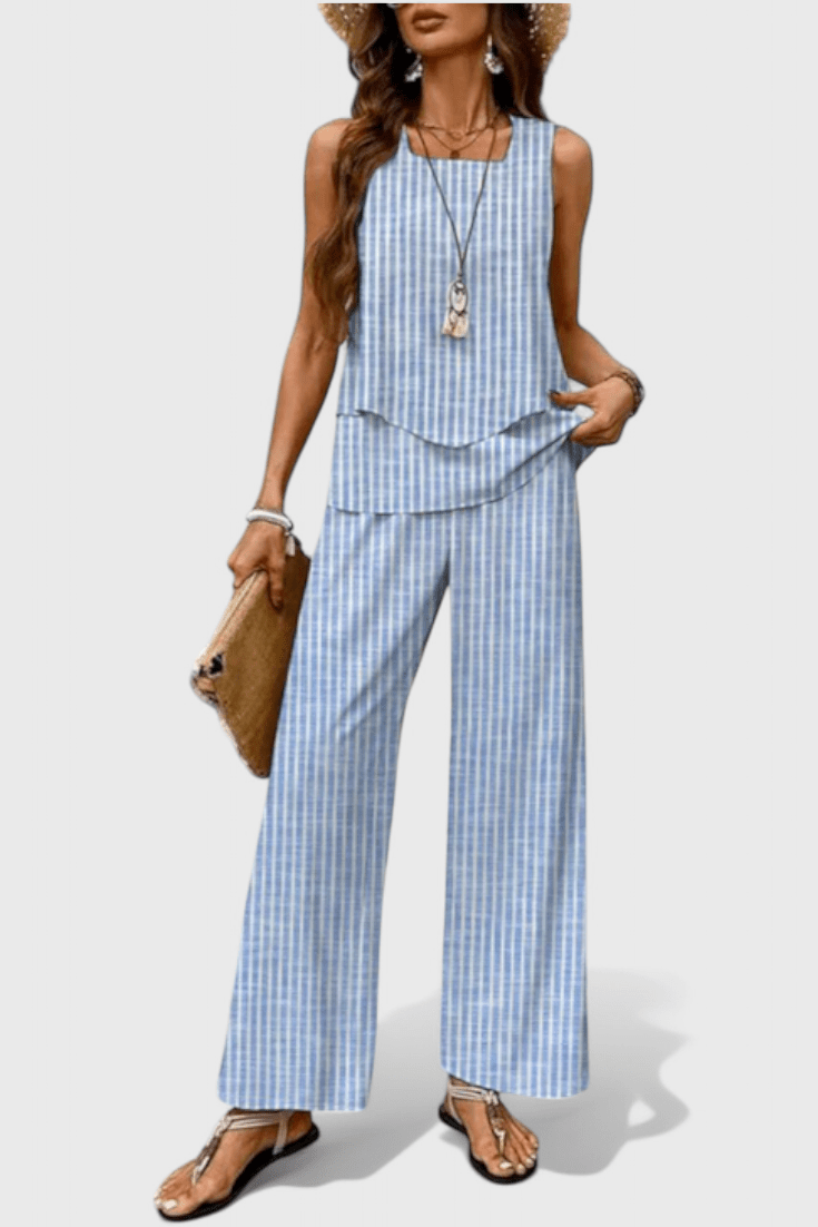 Una | Layered Top & Wide-Leg Trouser Set