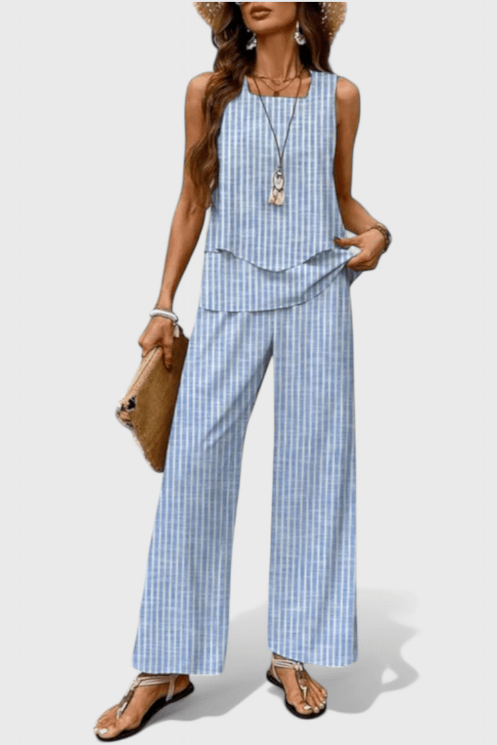 Una | Layered Top & Wide-Leg Trouser Set