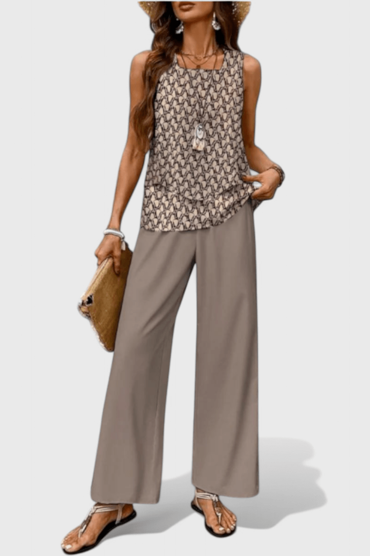 Una | Layered Top & Wide-Leg Trouser Set