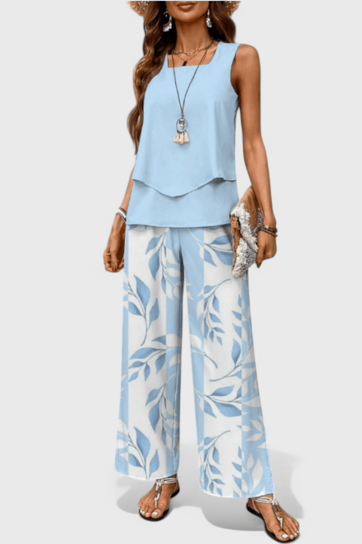 Una | Layered Top & Wide-Leg Trouser Set