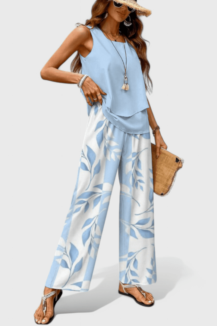 Una | Layered Top & Wide-Leg Trouser Set