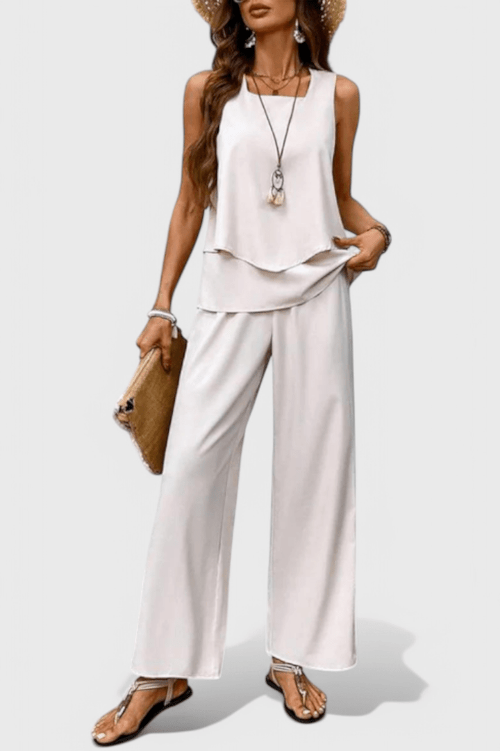Una | Layered Top & Wide-Leg Trouser Set