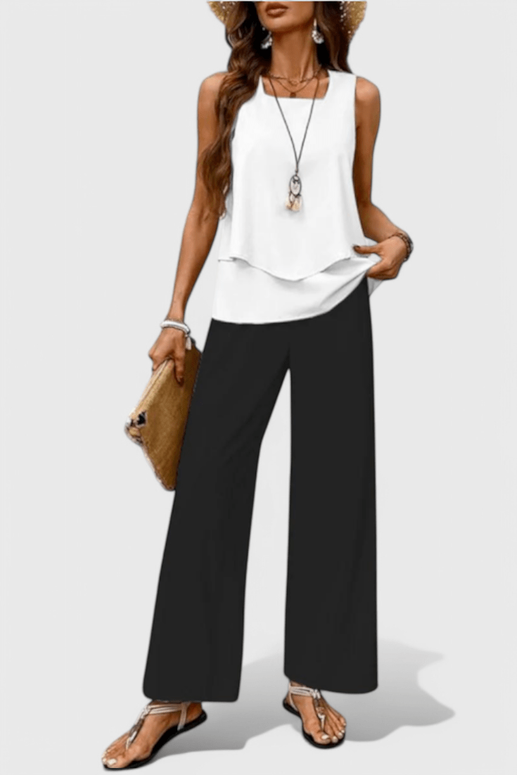 Una | Layered Top & Wide-Leg Trouser Set