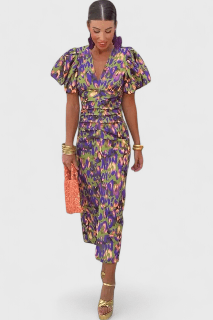 Wibia | Colourful Pleated-Sleeve Dress