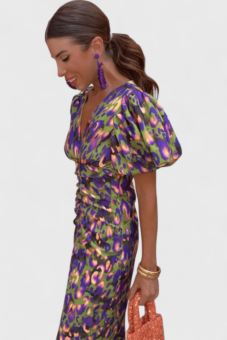 Wibia | Colourful Pleated-Sleeve Dress